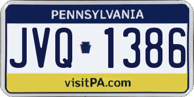 PA license plate JVQ1386