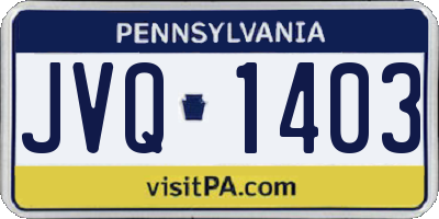 PA license plate JVQ1403