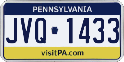 PA license plate JVQ1433