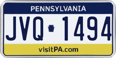 PA license plate JVQ1494