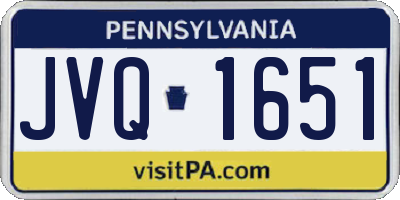 PA license plate JVQ1651