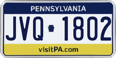 PA license plate JVQ1802
