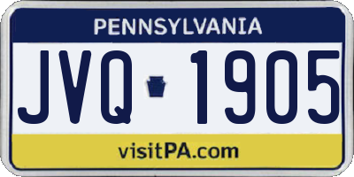 PA license plate JVQ1905