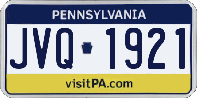 PA license plate JVQ1921