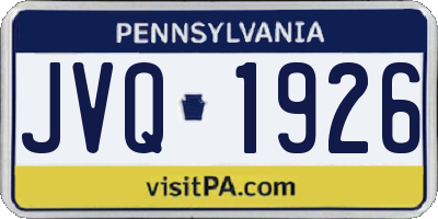 PA license plate JVQ1926