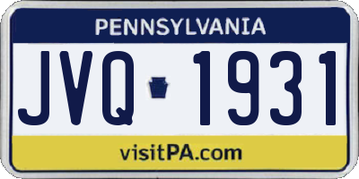 PA license plate JVQ1931