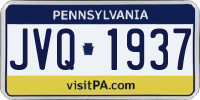 PA license plate JVQ1937