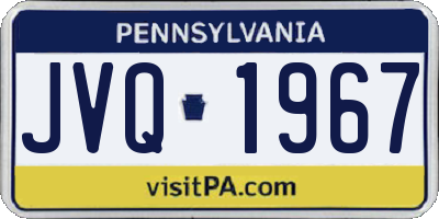 PA license plate JVQ1967