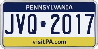 PA license plate JVQ2017