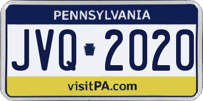 PA license plate JVQ2020