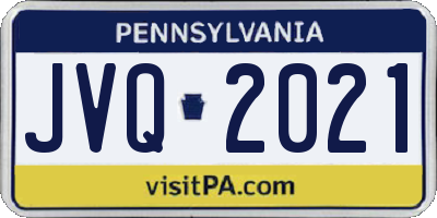 PA license plate JVQ2021