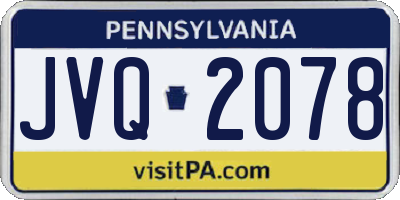 PA license plate JVQ2078