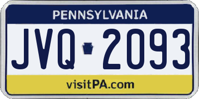 PA license plate JVQ2093