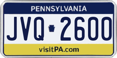 PA license plate JVQ2600