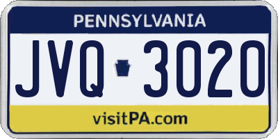 PA license plate JVQ3020