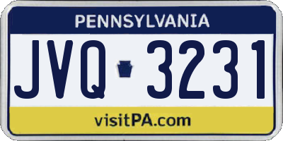PA license plate JVQ3231
