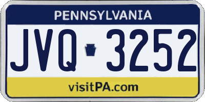 PA license plate JVQ3252