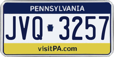 PA license plate JVQ3257