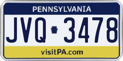 PA license plate JVQ3478