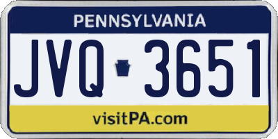 PA license plate JVQ3651