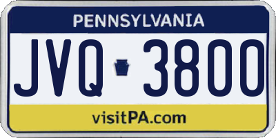 PA license plate JVQ3800