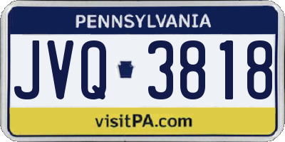 PA license plate JVQ3818