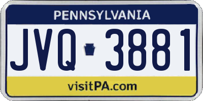 PA license plate JVQ3881