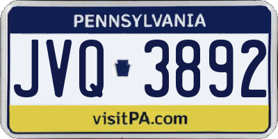 PA license plate JVQ3892