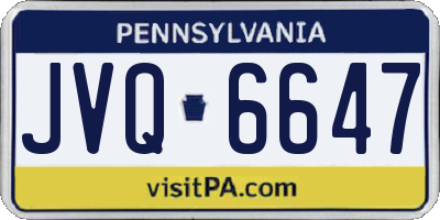 PA license plate JVQ6647