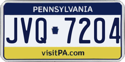 PA license plate JVQ7204