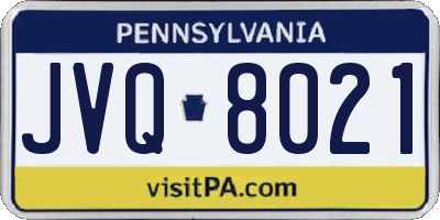 PA license plate JVQ8021