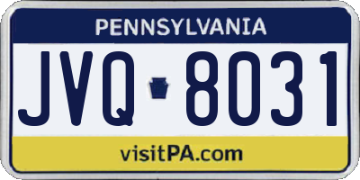 PA license plate JVQ8031