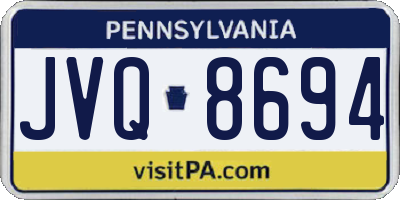 PA license plate JVQ8694