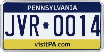 PA license plate JVR0014