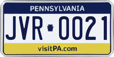 PA license plate JVR0021