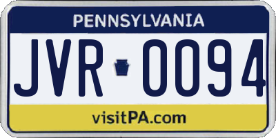 PA license plate JVR0094