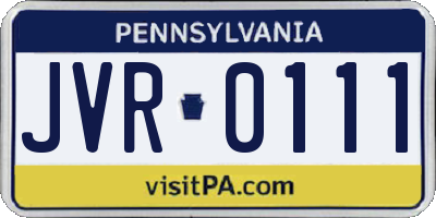 PA license plate JVR0111