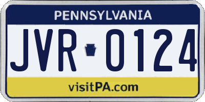 PA license plate JVR0124
