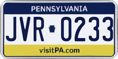 PA license plate JVR0233
