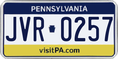 PA license plate JVR0257