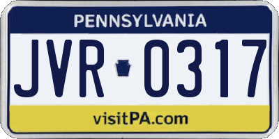 PA license plate JVR0317