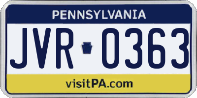 PA license plate JVR0363