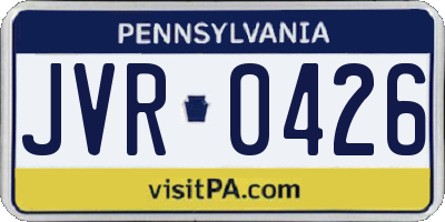 PA license plate JVR0426