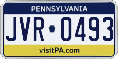PA license plate JVR0493