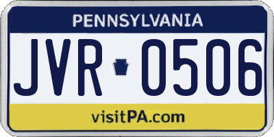 PA license plate JVR0506