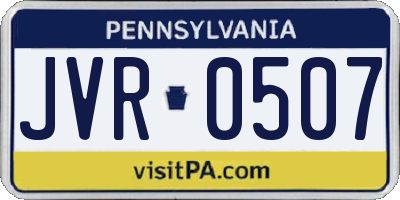 PA license plate JVR0507
