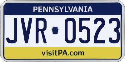 PA license plate JVR0523