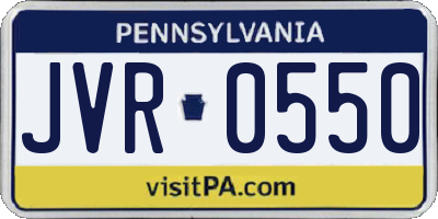 PA license plate JVR0550