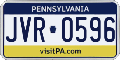 PA license plate JVR0596