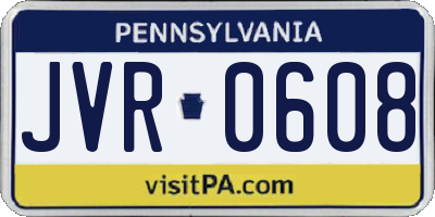 PA license plate JVR0608
